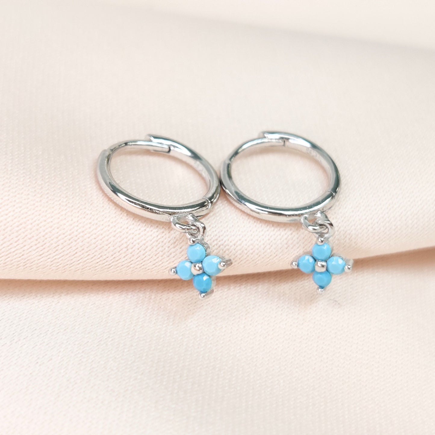 Radiant Charm Hoops, 925 Sterling Silver