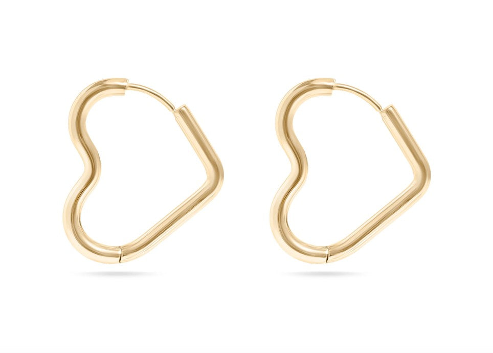 Endless Heart Hoops, 18K Gold PVD Stainless Steel Heart Hoop Earrings