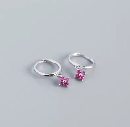 Radiant Charm Hoops, 925 Sterling Silver