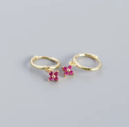 Radiant Charm Hoops, 925 Sterling Silver