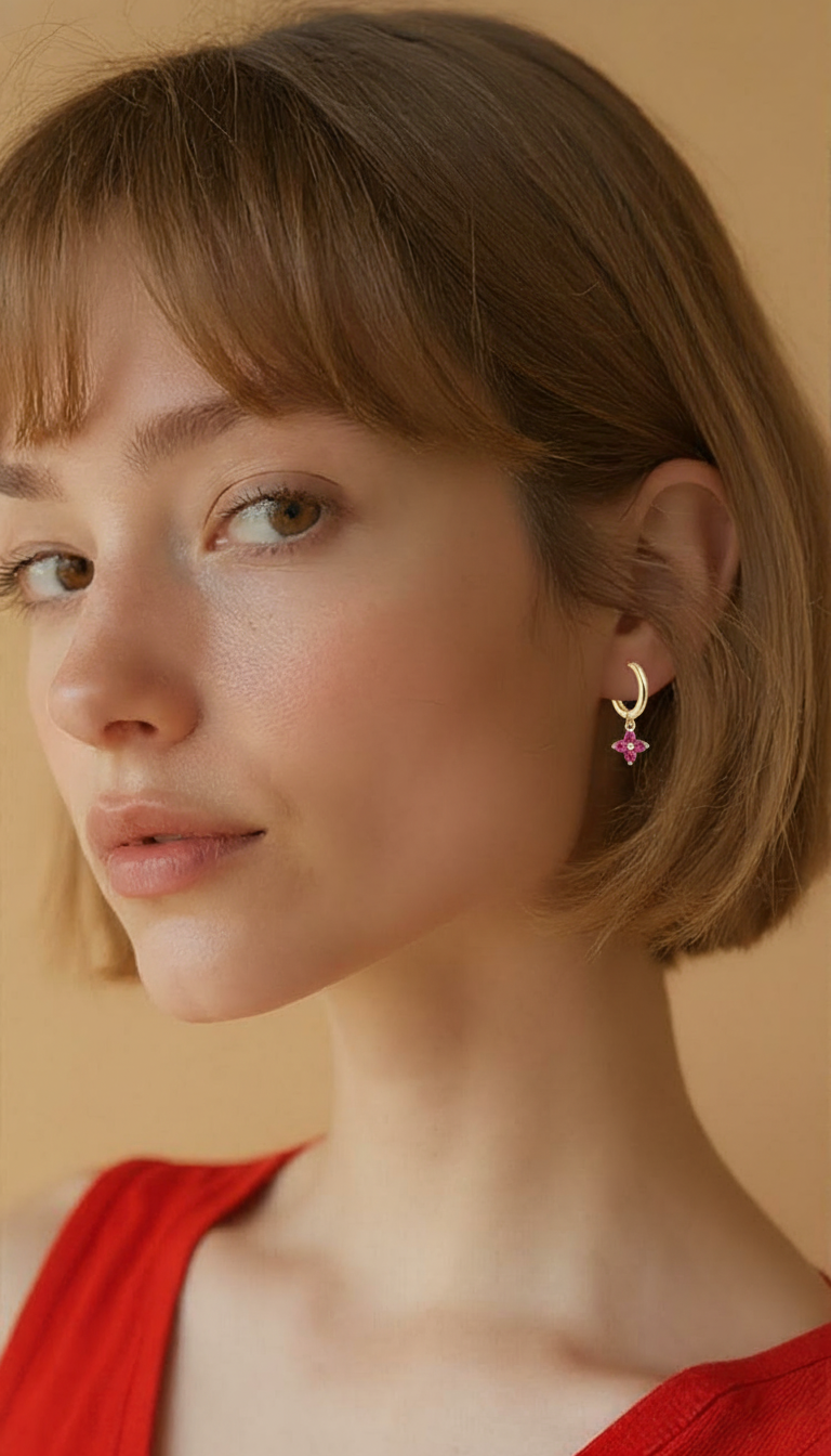 Radiant Charm Hoops, 925 Sterling Silver