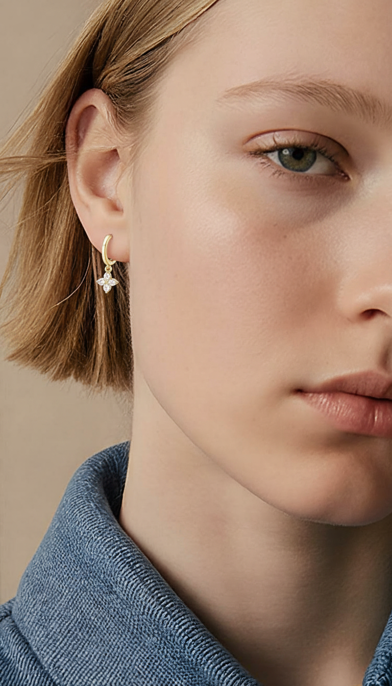 Radiant Charm Hoops, 925 Sterling Silver